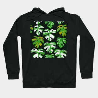 Variegated Monstera Pattern in Gouache-Dark Hoodie